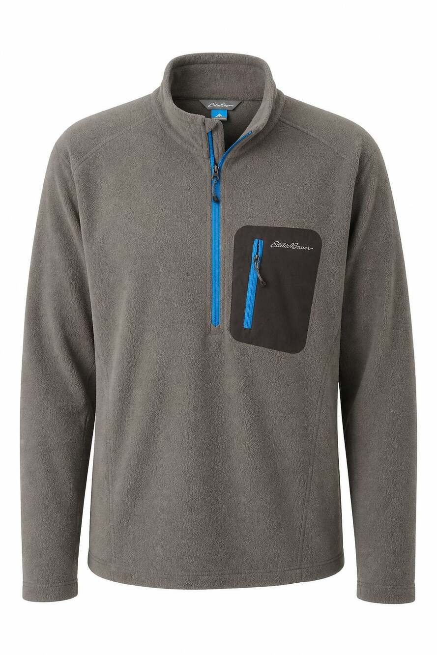 Eddie Bauer First Ascent Men's Polartec 1/4 Zip Fleece Pullover Gray